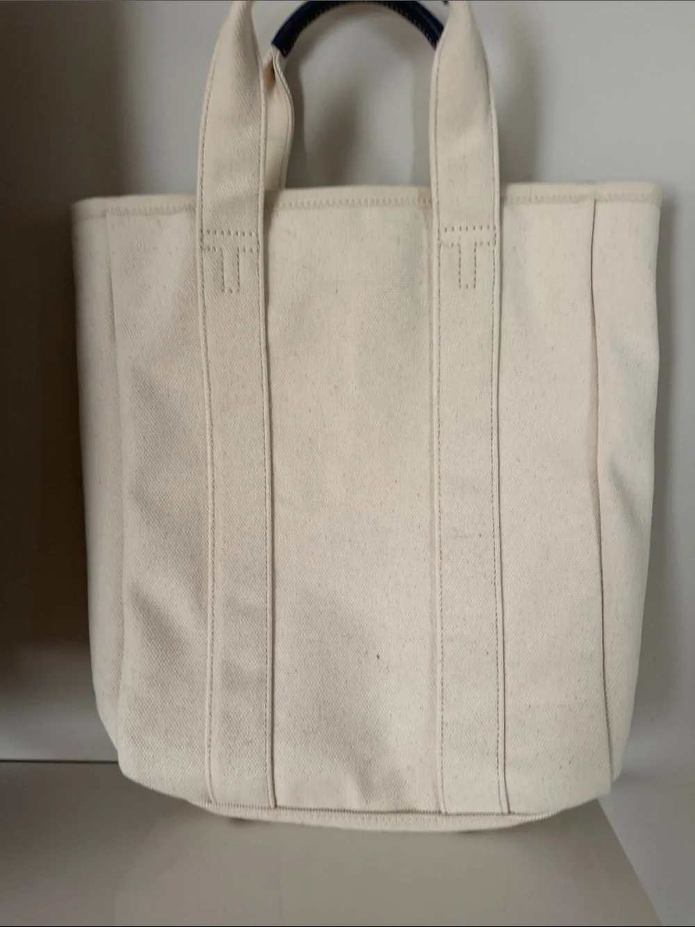 Tory Burch Cream Canvas Tote with Black Logo